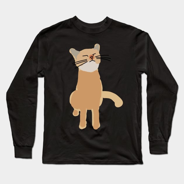 Minimal Style Gold Cat Long Sleeve T-Shirt by ellenhenryart